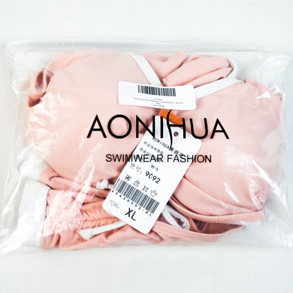 AONIHUA - Pink Crisscross Ruffle Bikini XL - Picture 12 of 13